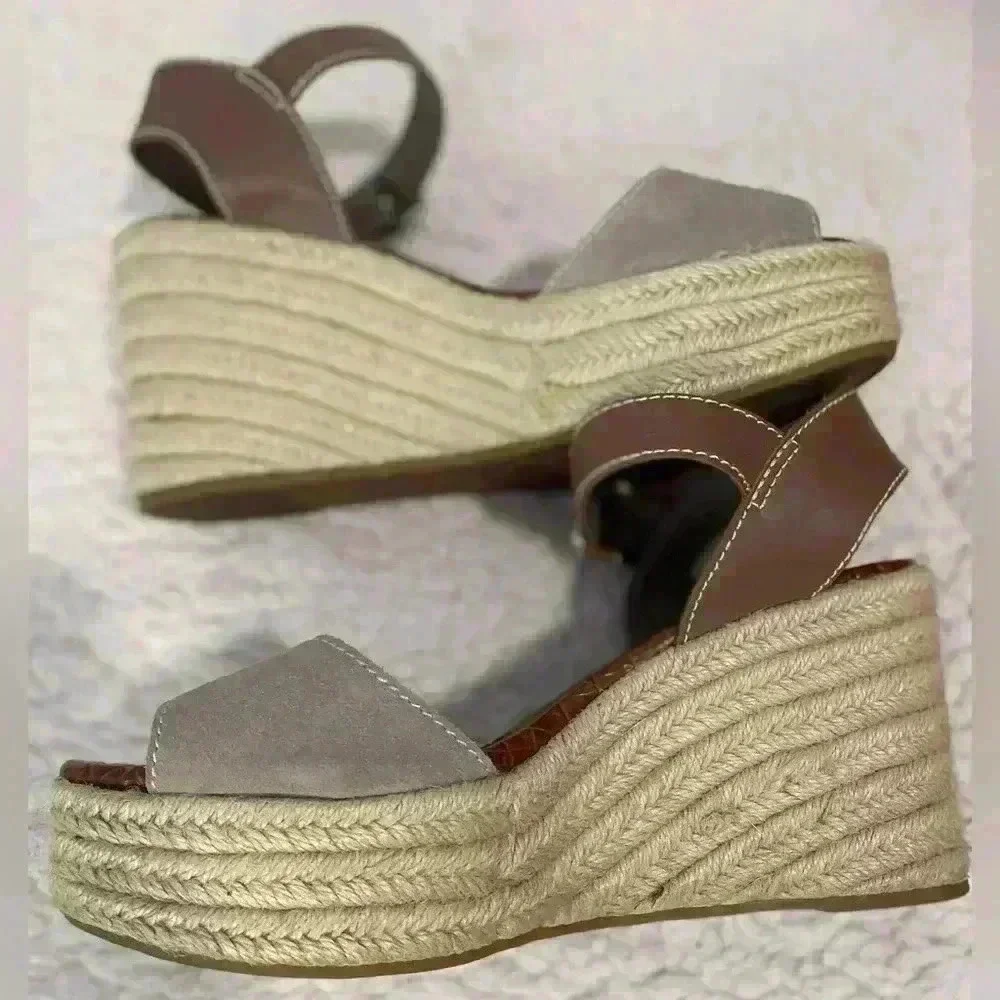 Sam Edelman Women’s Platform Wedge Espadrille Sandals Beige‎ Buckle Size 9.5